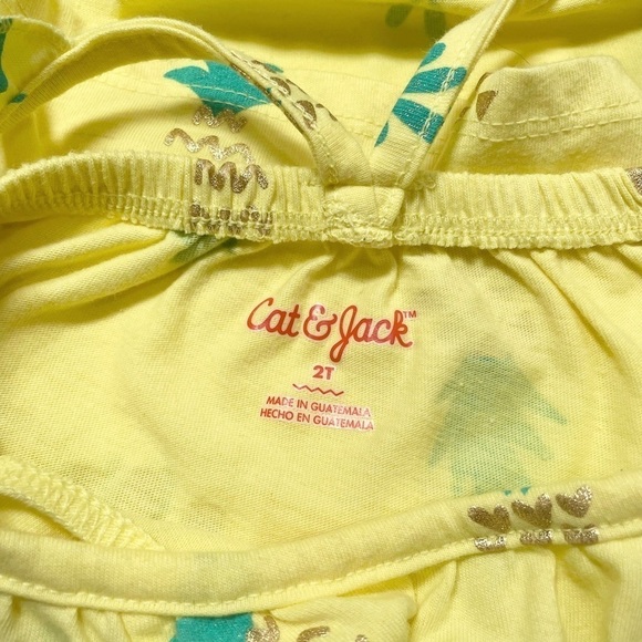 CAT & Jack Pineapple Print Tank Top Ruffle Straps Yellow Toddler Girl 2T - Picture 4 of 5